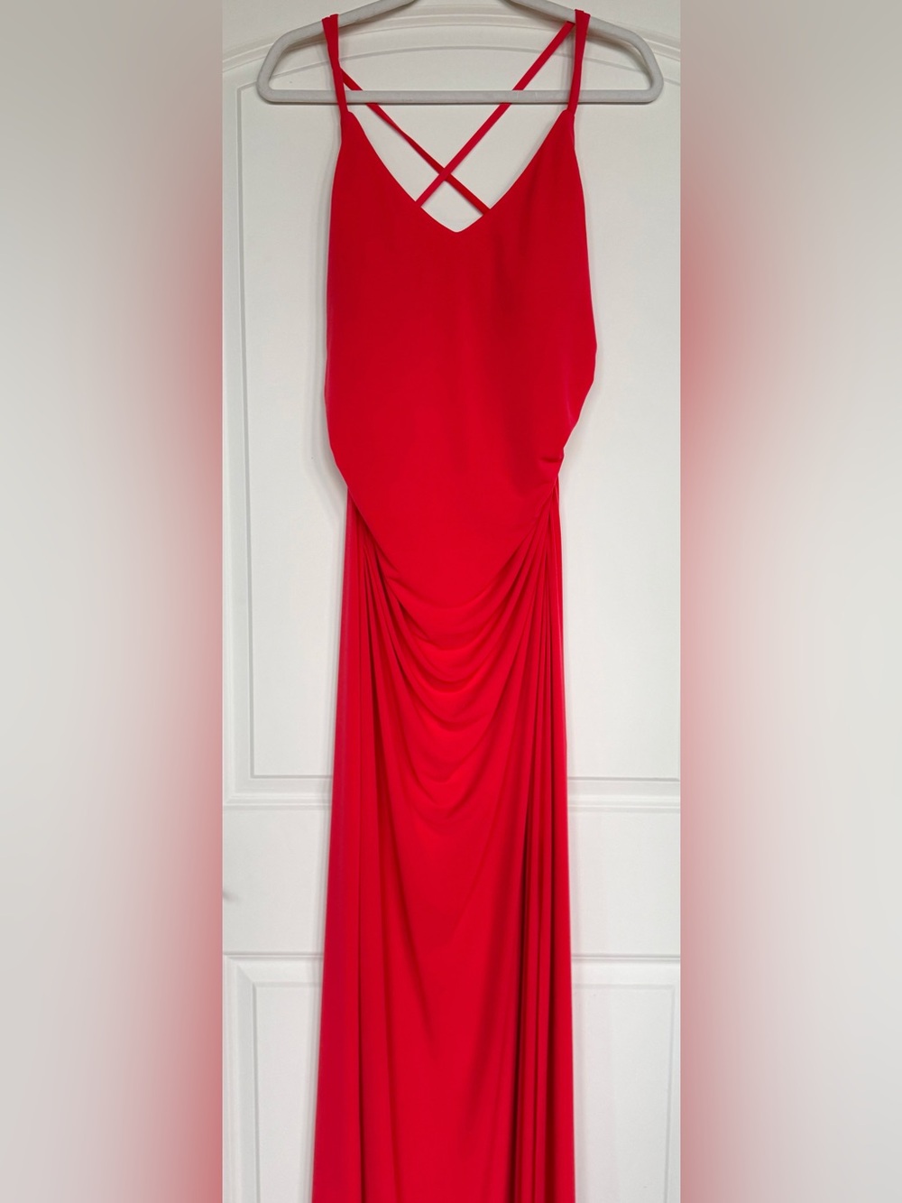 Laundry By Shelli Segal Vibrant Red Sleeveless Draped Maxi Dress